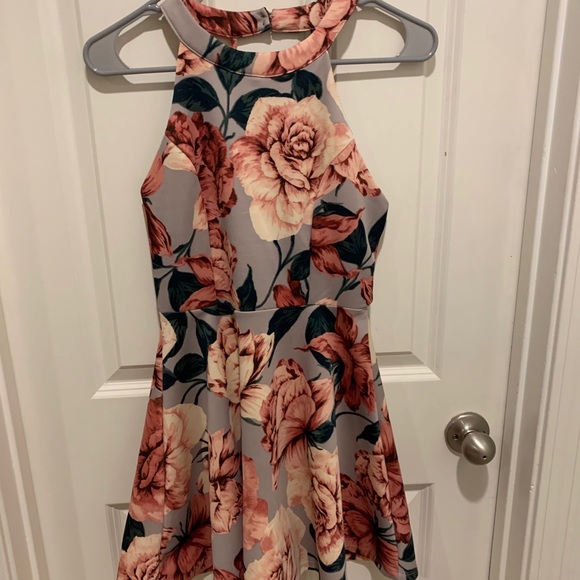 floral, high-neck, homecoming, lulus dress - Picture 1 of 3